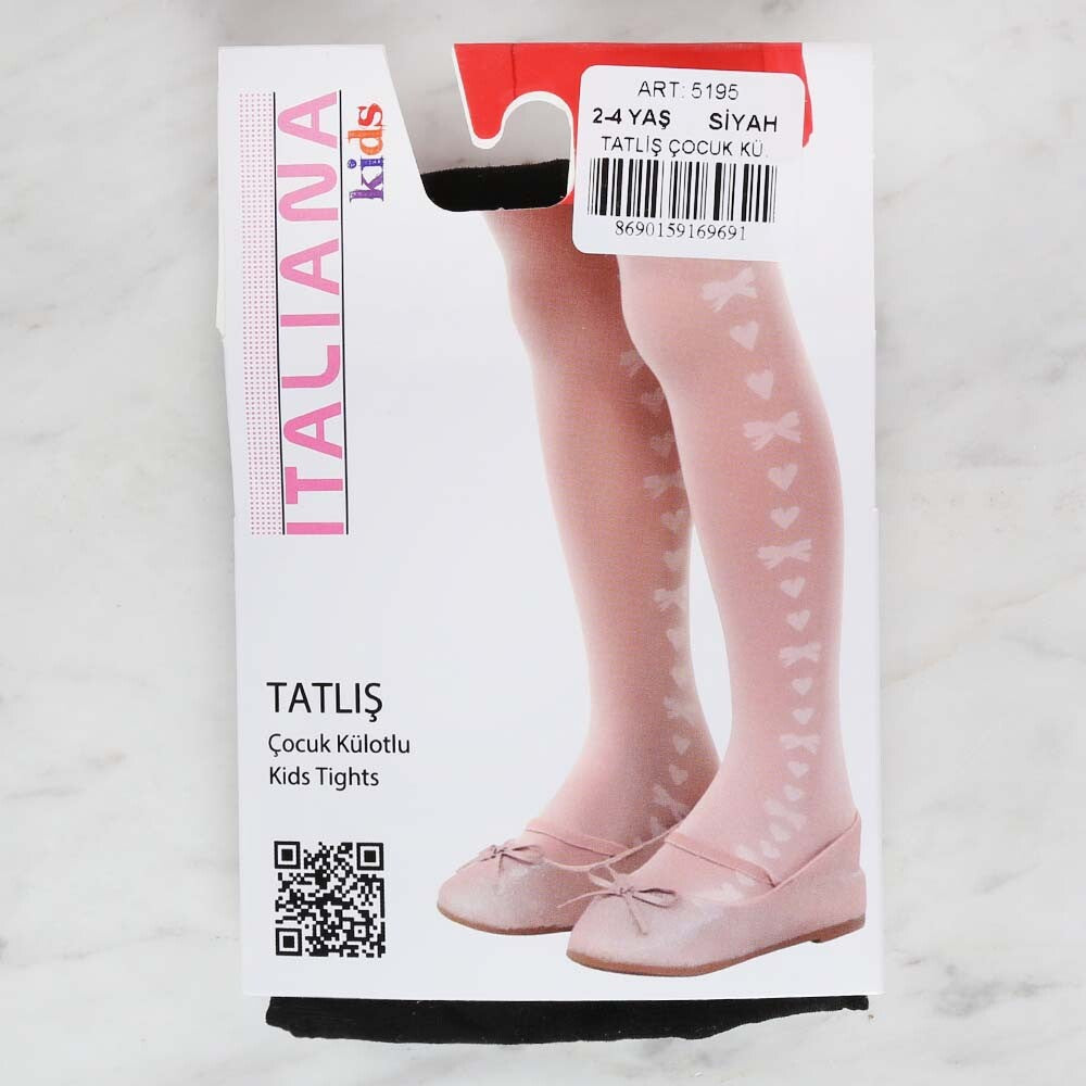 İtaliana 5195 Tatliş Çocuk Külotlu Çorap, Siyah 2/4 Yaş